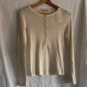 Vince  Ivory Long Sleeve Henley Top